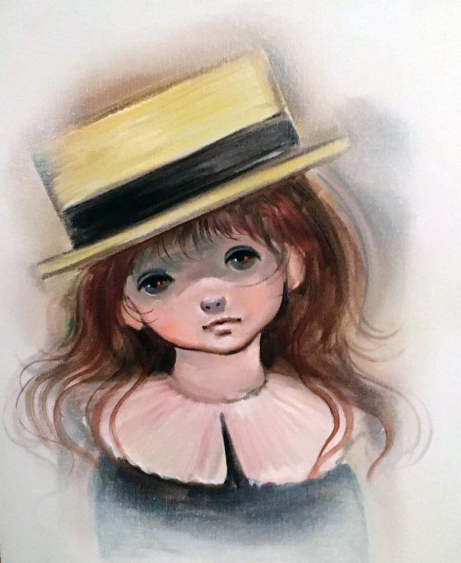 Big Eyed Girl 28x24 Original Painting by Ozz Franca Big Eyed Girl 28x24 Original Painting by Ozz Franca