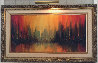 Manhattan Skyline With Burning Ships 1969 36x60 Huge Original Painting by Ozz Franca - 1