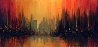 Manhattan Skyline With Burning Ships 1969 36x60 Huge Original Painting by Ozz Franca - 0