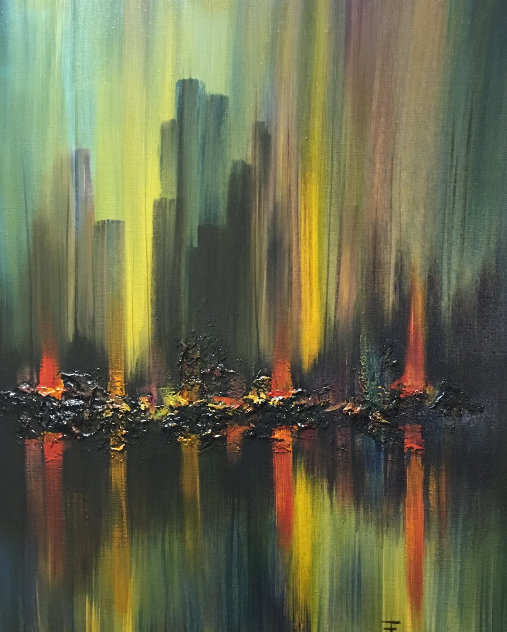 Untitled Cityscape 40x34 Huge Original Painting by Ozz Franca