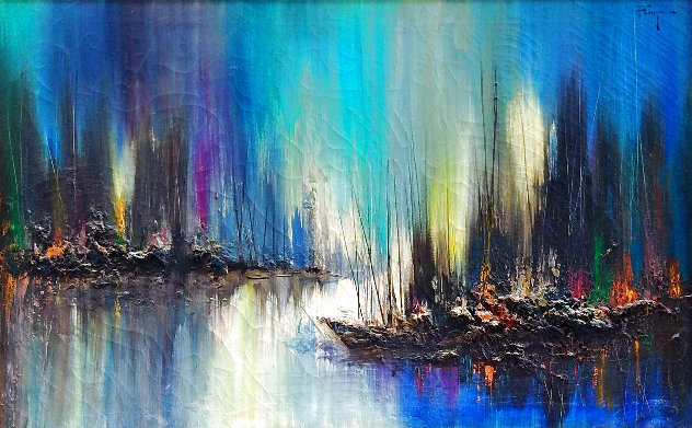 Untitled (Evening Seascape) 34x44 Huge Original Painting by Ozz Franca