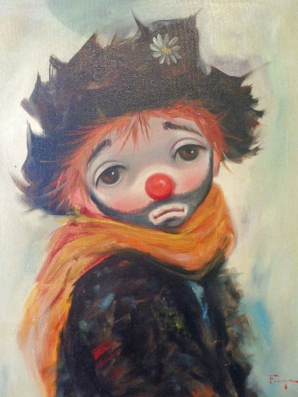 Clown - 1960, Oil on Canvas, 20x16 by Ozz Franca - For Sale on Art