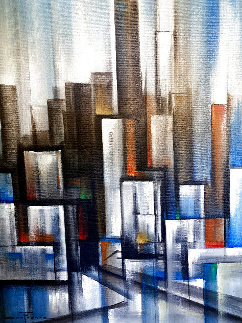 Untitled Cityscape 26x24 Original Painting by Ozz Franca