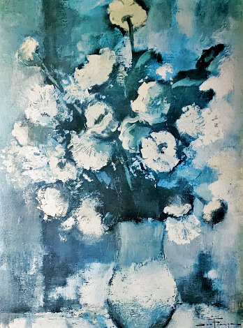 Untitled Floral Painting 34x24 Original Painting - Ozz Franca