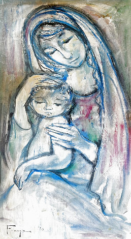Untitled Madonna and Child 43x25 - Huge Original Painting - Ozz Franca