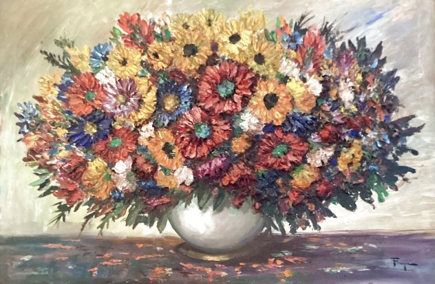 Bouquet 1985 29x41 - Huge Original Painting by Ozz Franca