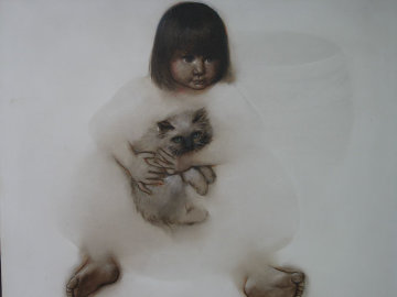 Untitled Child Portrait 1986 36x36 Original Painting - Ozz Franca Untitled Child Portrait 1986 36x36 Original Painting - Ozz Franca