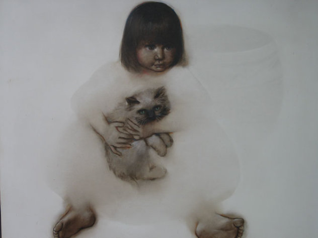 Untitled Child Portrait 1986 36x36 Huge Original Painting by Ozz Franca
