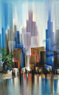 Untitled (Wet City Streets) Painting 31x43 Super Huge Original Painting - Ozz Franca Untitled (Wet City Streets) Painting 31x43 Super Huge Original Painting - Ozz Franca