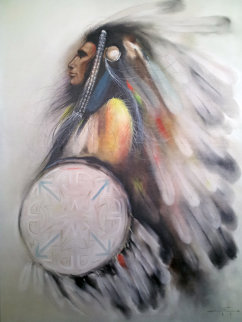Chief 1982 51x39 Super Huge Original Painting - Ozz Franca Chief 1982 51x39 Super Huge Original Painting - Ozz Franca
