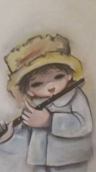 Big Eyes Children The Flute Player 1985 31x25 By Ozz Franca