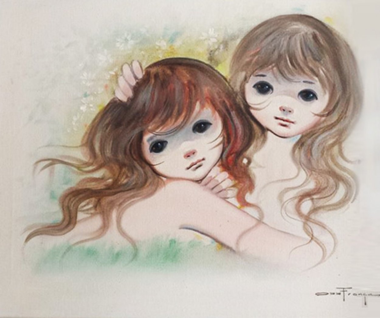 Big Eyed Girls 1960 29x34 Original Painting by Ozz Franca Big Eyed Girls 1960 29x34 Original Painting by Ozz Franca