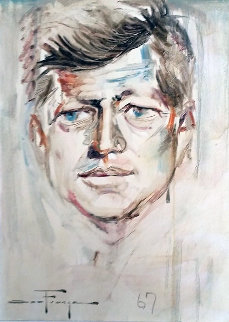 JFK Portrait 1967 24x28 Original Painting - Ozz Franca JFK Portrait 1967 24x28 Original Painting - Ozz Franca