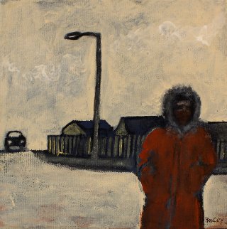 Winter Street 8x8 Original Painting - David Francey Winter Street 8x8 Original Painting - David Francey