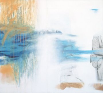 I Will Return You the Smile (diptych) 2002 47x51 Huge Original Painting - Francisco Ferro