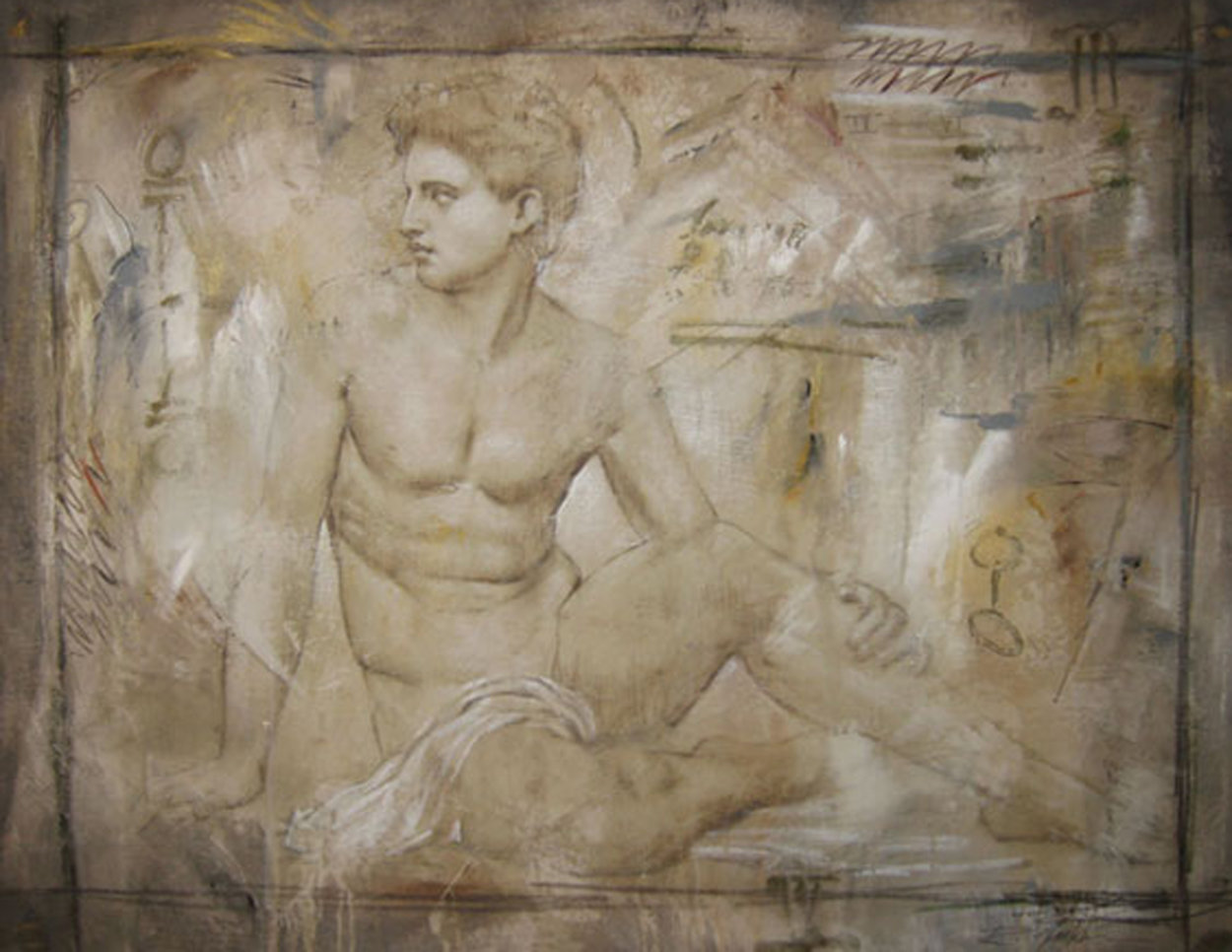 Untitled Grecian Man 36x44  Huge Original Painting by Richard Franklin