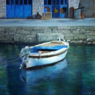 Blue Remains 1997 35x35 Original Painting - Frane Mlinar
