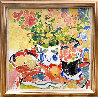 Geraniums and Yellow Lemons 37x37 Original Painting by Lillia Frantin - 1