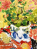 Geraniums and Yellow Lemons 37x37 Original Painting by Lillia Frantin - 3