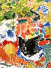Geraniums and Yellow Lemons 37x37 Original Painting by Lillia Frantin - 5
