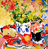Geraniums and Yellow Lemons 37x37 Original Painting by Lillia Frantin - 0