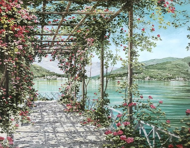 View of Bellagio - Lake Como 1998 Embellished by Liliana Frasca