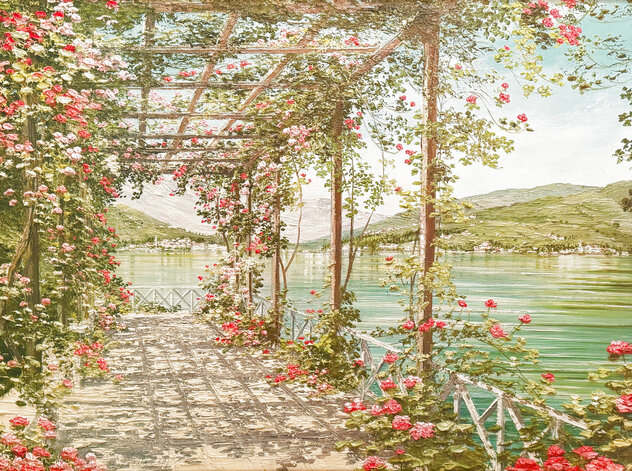 View of Bellagio 1998 Framed Limited Edition Embellished Atelier
