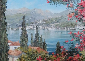 Lake Como, Italy 15x18 Original Painting - Liliana Frasca Lake Como, Italy 15x18 Original Painting - Liliana Frasca