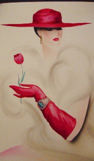 With Red Tulip 35x25 Original Painting - Erik Freyman