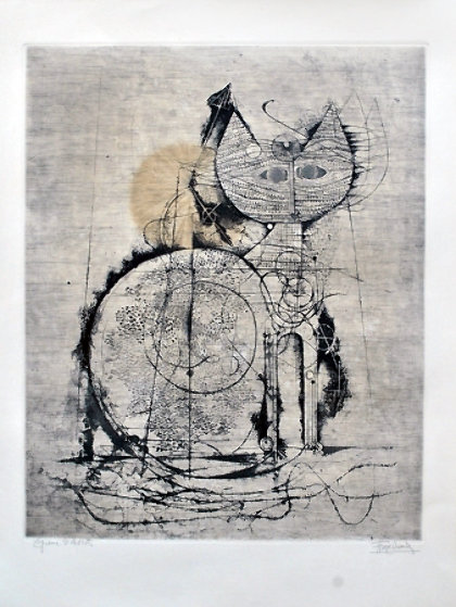 Chat Au Soliel AP 1955 Limited Edition Print by Johnny Friedlander Chat Au Soliel AP 1955 Limited Edition Print by Johnny Friedlander