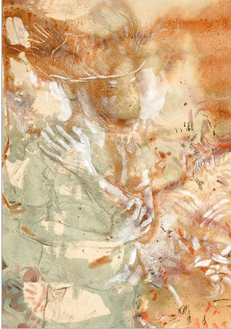 Boy with Ferns 42x33 - Huge Works on Paper (not prints) - Donald Stuart Leslie Friend