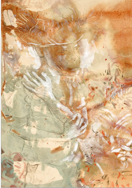Boy with Ferns 42x33 - Huge Works on Paper (not prints) by Donald Stuart Leslie Friend