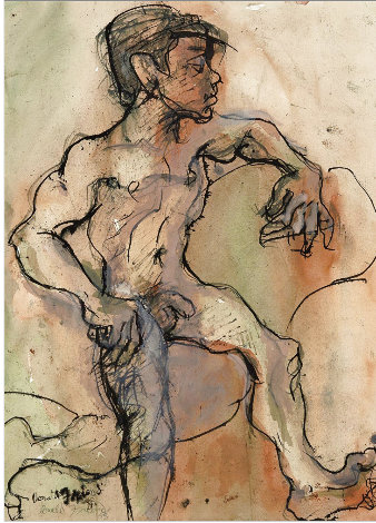Boy, 1988 Intimate Moment  (Double-Sided) 1988 43x35 Works on Paper (not prints) - Donald Stuart Leslie Friend