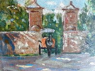City Gates, With Horse Drawn Carriage 12x15 Original Painting by Emmett Fritz - 3 City Gates, With Horse Drawn Carriage 12x15 Original Painting by Emmett Fritz - 3