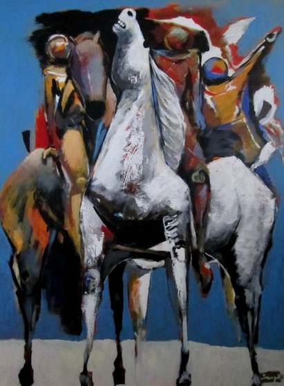 Equistre #23 51x39 Original Painting - Luigi Fumagalli Equistre #23 51x39 Original Painting - Luigi Fumagalli