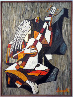 Untitled Musician 1973 49x36 Super Huge Original Painting by Luigi Fumagalli - 1 Untitled Musician 1973 49x36 Super Huge Original Painting by Luigi Fumagalli - 1