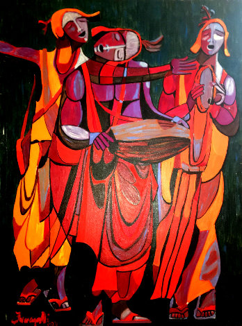 Untitled Painting 1971 38x48 Huge Original Painting - Luigi Fumagalli
