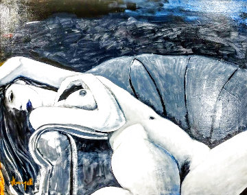 Reclining Nude 24x30 Original Painting - Luigi Fumagalli Reclining Nude 24x30 Original Painting - Luigi Fumagalli