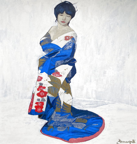 Norik Geisha 1970 45x35 - Huge Original Painting - Luigi Fumagalli