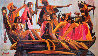 King Kamehameha And His Warriors Going to Battle 1976 48x84 Huge - Hawaii Original Painting by Luigi Fumagalli - 0