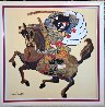 Samurai on Horse 1980 39x39 Huge Original Painting by Luigi Fumagalli - 1