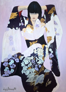 Noriko 1980 43x33 Super Huge Original Painting - Luigi Fumagalli Noriko 1980 43x33 Super Huge Original Painting - Luigi Fumagalli