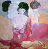 Untitled Japanese Women 1980 42x42 Huge Original Painting by Luigi Fumagalli - 0
