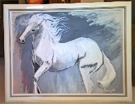 White Stallion 1980 37x47  Original Painting by Luigi Fumagalli - 1