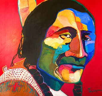 Stands Like the Wolf 1993 40x40 Huge Original Painting - Malcolm Furlow Stands Like the Wolf 1993 40x40 Huge Original Painting - Malcolm Furlow