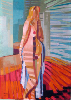 Nude Blonde 1957 21x15 Original Painting - Ralph Gagnon