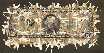 Old $100 Bill Design With Single Layer Soldiers And Bullet Shells 2012 Unique 8x14 Original Painting - Steven Gagnon Old $100 Bill Design With Single Layer Soldiers And Bullet Shells 2012 Unique 8x14 Original Painting - Steven Gagnon