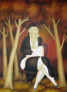 In the Meadow in the Wood 1979 48x36 Huge Original Painting - Igor Galanin In the Meadow in the Wood 1979 48x36 Huge Original Painting - Igor Galanin