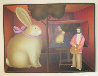 Untitled Self Portrait with Rabbit 30x40 Huge Original Painting by Igor Galanin - 1