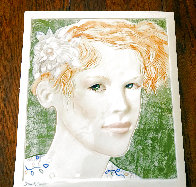 Short Red-Haired Female Bust Tile 17 inches Sculpture by Frank Gallo - 1